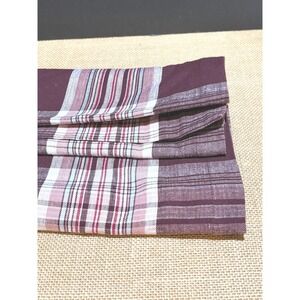 Sur la Table Burgundy Plaid Cotton Table Runner 16x108 India Woven Thanksgiving
